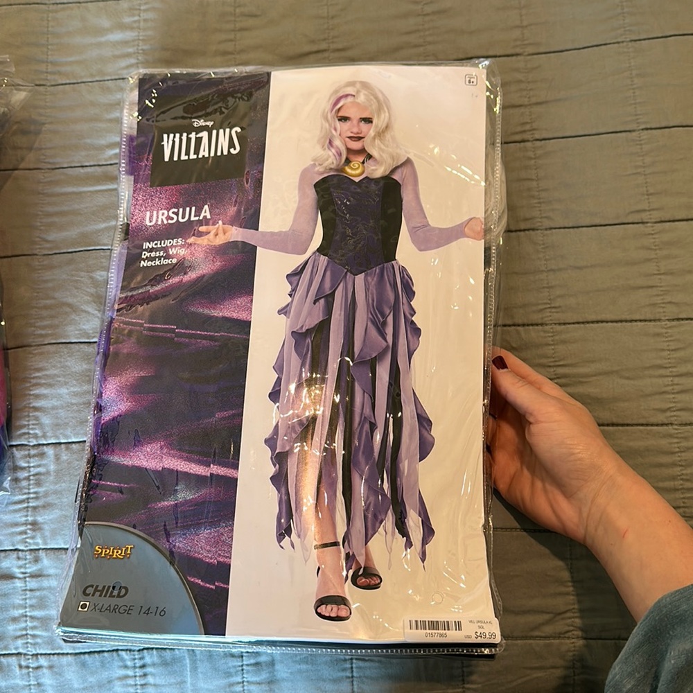 Worn once. Ursula costume. Comes with dress. Wig (not worn) and necklace.